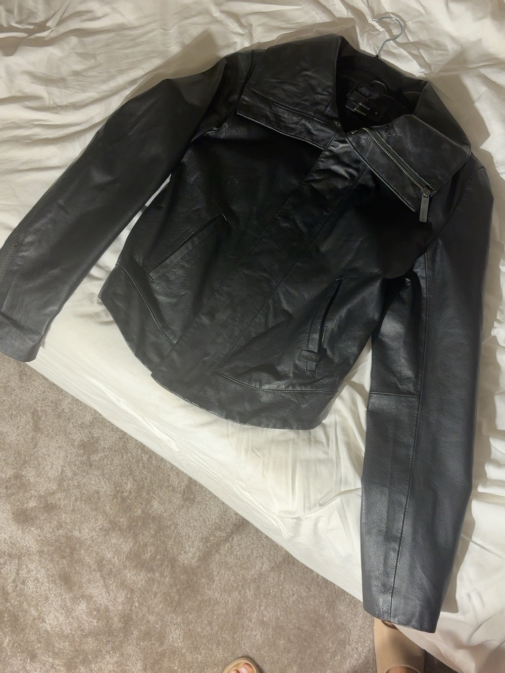 Nixon Black Faux Leather Bomber Jacket